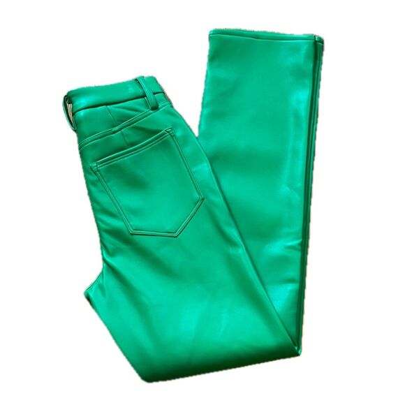Good American Faux Leather Straight Leg Jeans Pants Green Size 27 - Picture 4 of 7